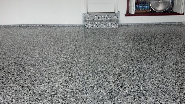 Epoxy Garage floor with large and small flake - Garage And 