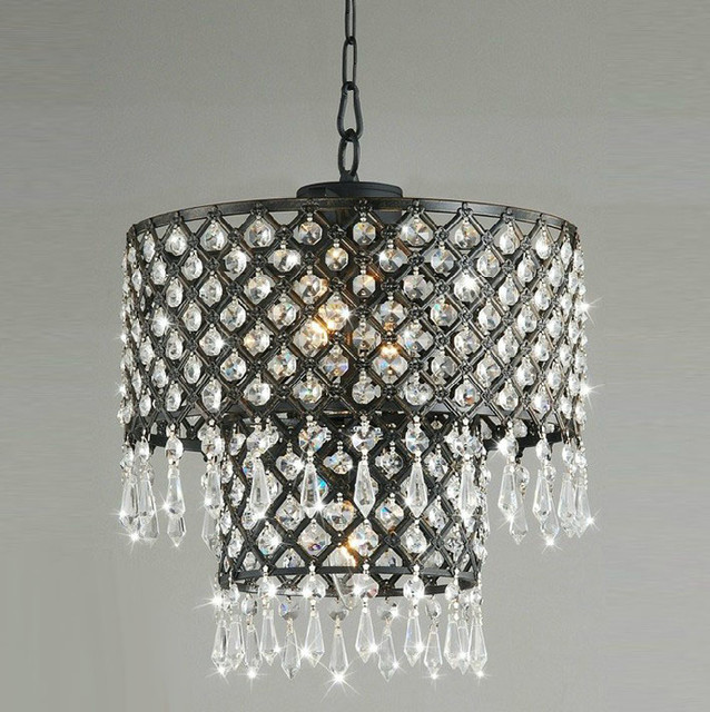 Antique Black Metal and Crystal Chandelier contemporarychandeliers