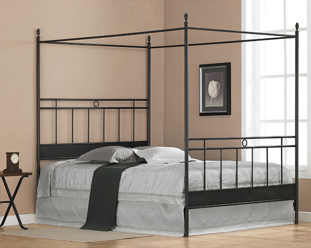 Cara Black Metal Queen-size Canopy Bed - Contemporary - Canopy Beds ...