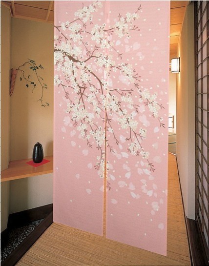 Romantic Oriental Cherry Japanese Noren Doorway Curtain JOY-5901 