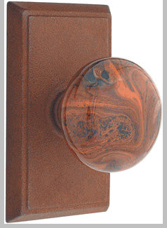 Rust Brown Swirl Privacy Knob with #2 Rosette eclectic knobs