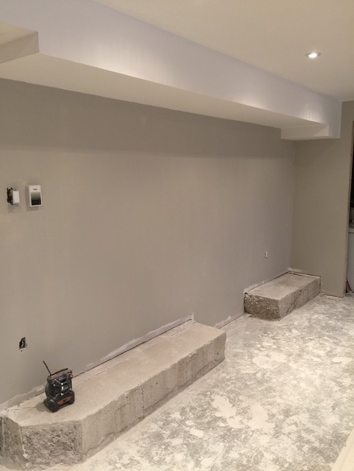 Some suggestions for this concrete ledge in basement rec room?