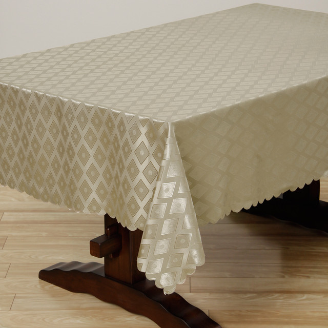 Twotone Tan Diamond Damask 57x95inch Rectangular Tablecloth