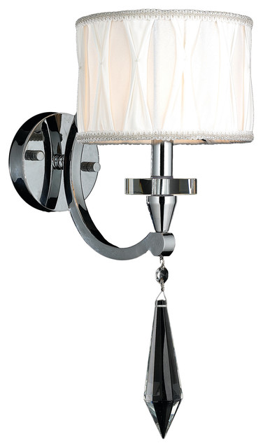 Cutlass 1-Light Chrome Finish Crystal Wall Sconce with White Fabric Shade 8