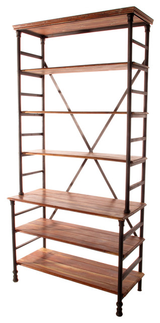 Pipe Works Reclaimed Wood Industrial Pipe Tall Bookcase - Transitional