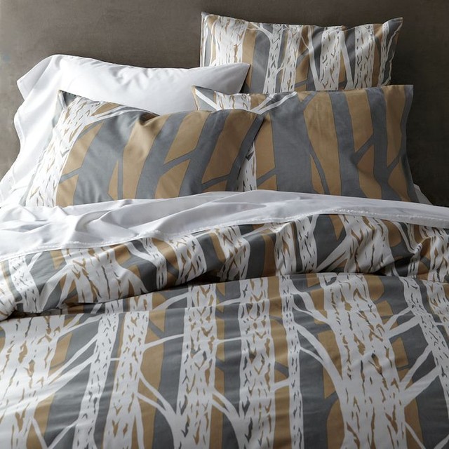 Tree Bark Duvet Cover and Shams Contemporary Bedding by West Elm