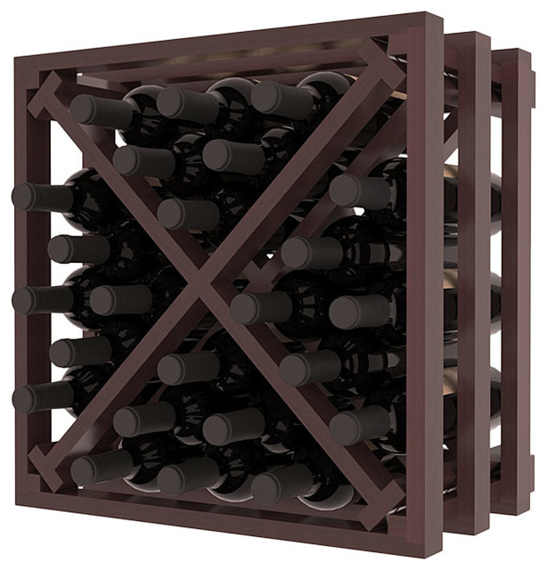 Lattice Stacking X Wine Cube in Redwood with Walnut Stain + Satin Finish Traditional Wine