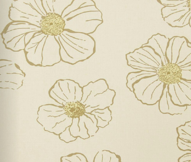 Modern Floral Print Wallpaper, Beige Transitional Wallpaper by Bijou Coverings