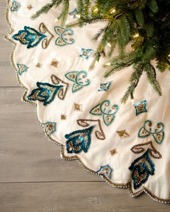 Blue Spruce" Royal Gate Christmas Tree Skirt by Kim Seybert 