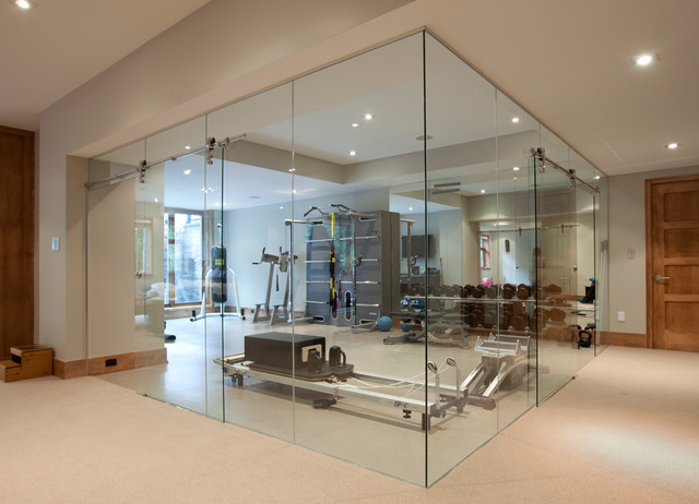 Glass Wall Home Fitness Room - contemporary - home gym - toronto ...