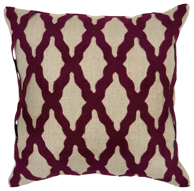 Intrigue Burgundy Applique Pillow Set of 2 Modern Decorative Pillows