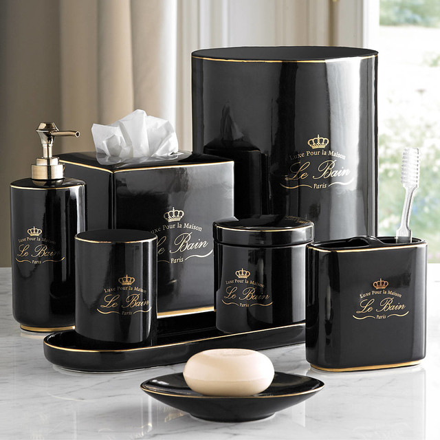 Le Bain Black amp; Gold Porcelain Bathroom Accessories 