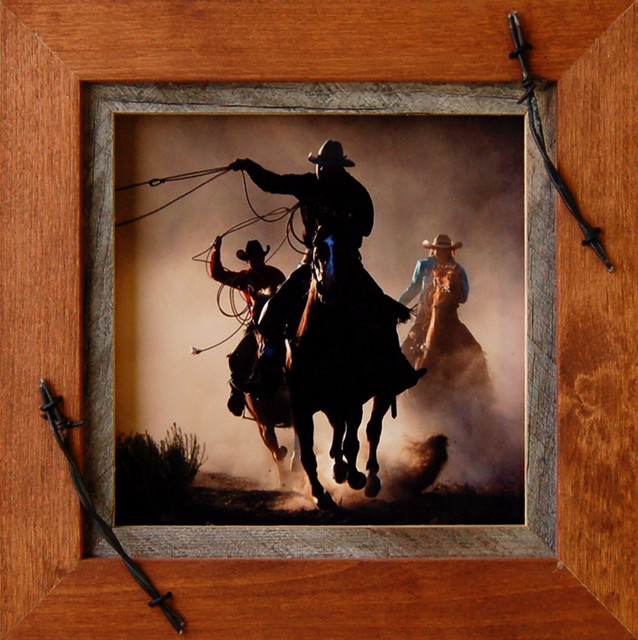 Western Frames-8x8 Wood Frame With Barbed Wire Sagebrush Series