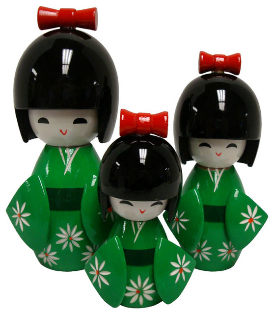 Japanese Geisha Art Dolls and Russian Matryoshka Dolls Traditional