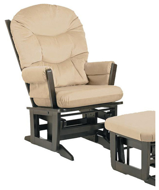 Dutailier Ultramotion Espresso Wood Glider with MicrofiberFabric