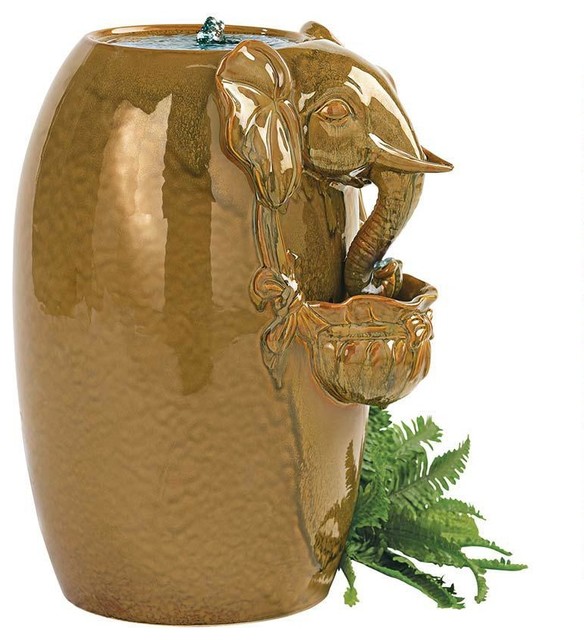 Classic Ceramic Elephant Sculpture Water Fountain Transitional