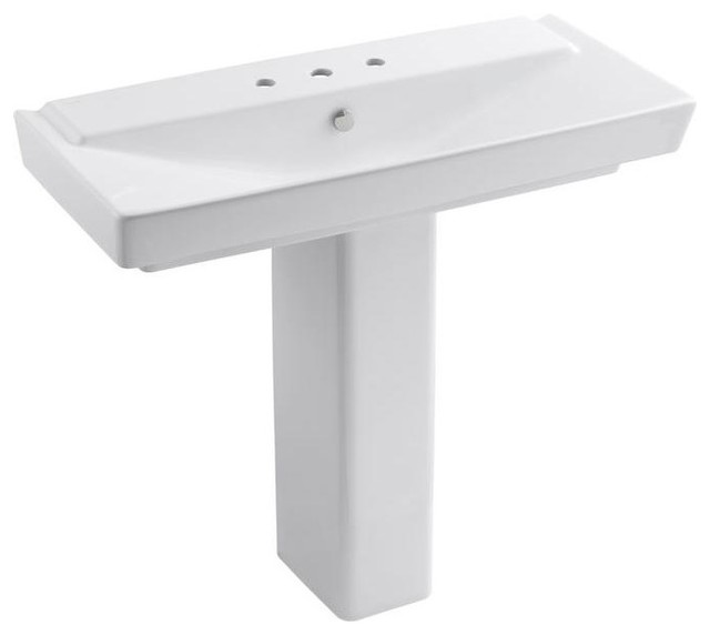 KOHLER Bathroom Reve Pedestal Bathroom Sink Combo in White K-5149-8-0 ...