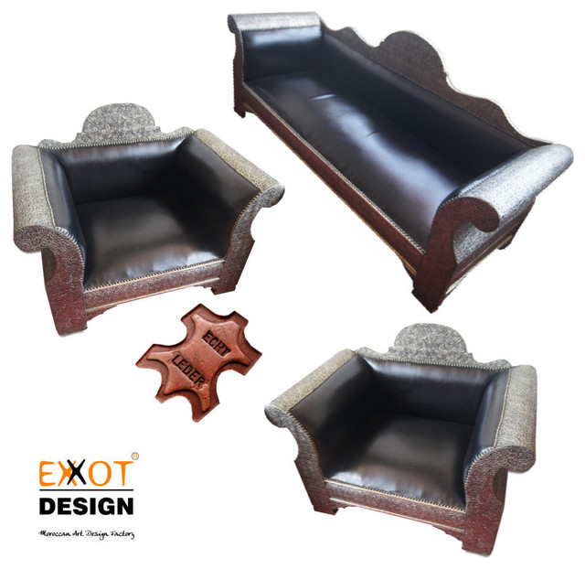 Moroccan Italian Leather Sofa Set EXXOT WSOFA001 3 1 1