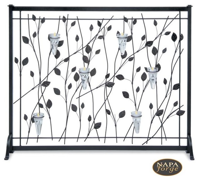 Summer Screen Leaf & Sconce Tea Light in Black Contemporary