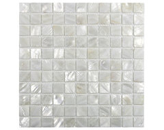 White 1" x 1" Pearl Shell Tile contemporary-tile
