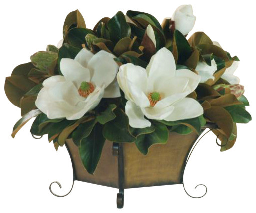 Magnolia Arrangement Flower Arrangement - Traditional - Artificial