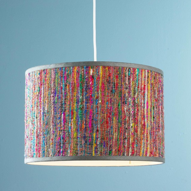 Rainbow Raw Silk Shade Pendant Lamp Shades by Shades of Light