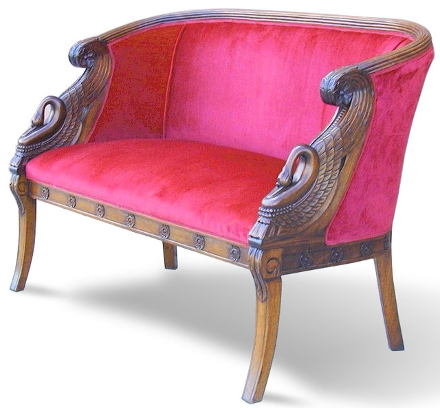 Antique Two Seat Mahogany Sofa with Swan Carved Arms Traditional