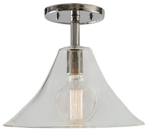 Grand Central Polished Nickel One Light Flush Mount with 12-Inch ...