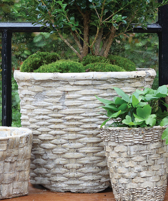 Cement Basket Twined Weave Grande Round Transitional Indoor