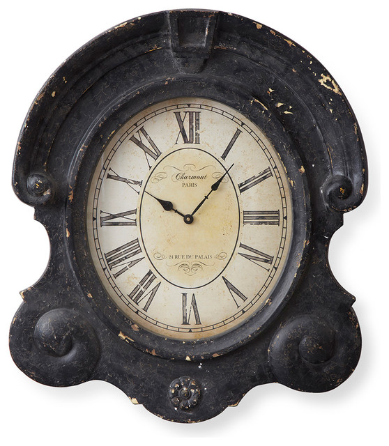 Left Bank Antique Gray French Country Wall Clock Traditional Clocks by Kathy Kuo Home