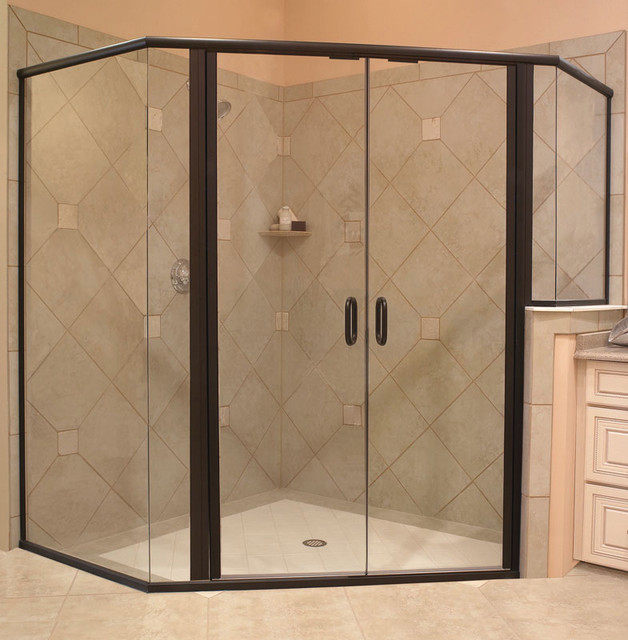 Shower Door SemiFrameless hinged Contemporary Shower Doors new york by GlassCrafters Inc
