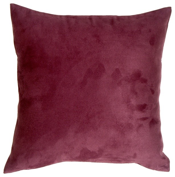 Pillow Decor 18 x 18 Royal Suede Wine Throw Pillow Contemporary