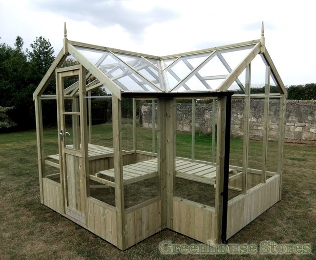 Swallow 6ft x 19ft TShaped Wooden Greenhouse Traditional