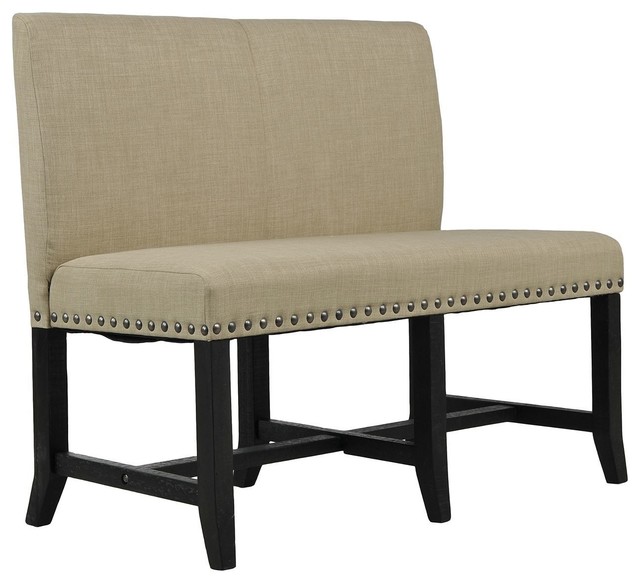 Upholstered Dining Bench with Back