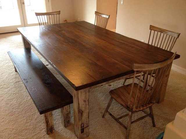 Dining Table - Large Reclaimed Oak Farmhouse Table - Farmhouse ...