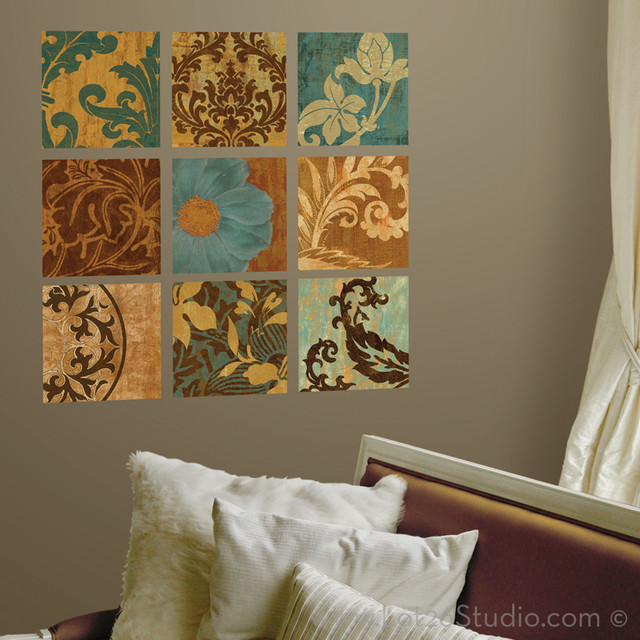 Floral Damask Tile Wall Decals Victorian Wall Decals san