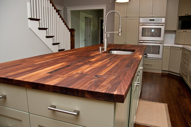 Custom Walnut Butcher Block Counter - contemporary - kitchen ...