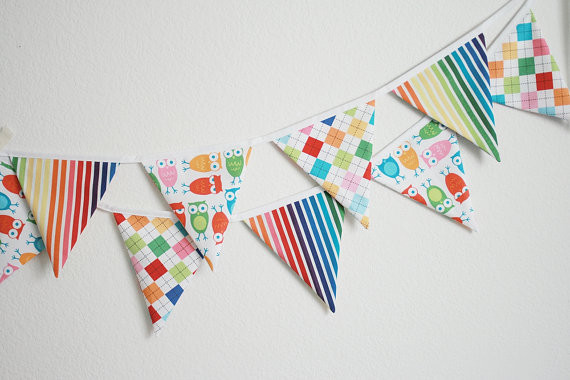 Fabric Banner Bunting Flags, Medium Size By Little Boats - Contemporary 