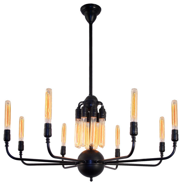 Handcrafted 16 Light Industrial Chandelier with Edison Bulbs