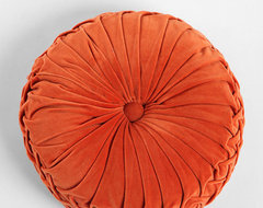 Round Velvet Pintuck Pillow, Dark Orange contemporary-pillows