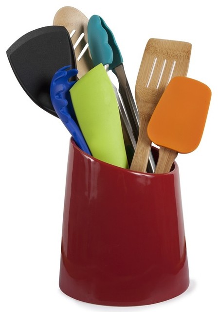 Tapered Ceramic Utensil Holder - Strawberry - Modern - Utensil Holders ...