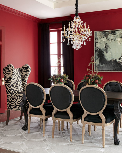 Haute House Tuscan Dining Table, Kayla Wingback Chair, & Black Linen