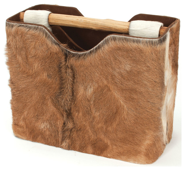 Lodge Cabin Western Cow Hide Magazine Holder Traditional Magazine