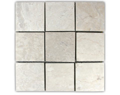Cream 4" x 4" Stone Mosaic Tile modern-mosaic-tile
