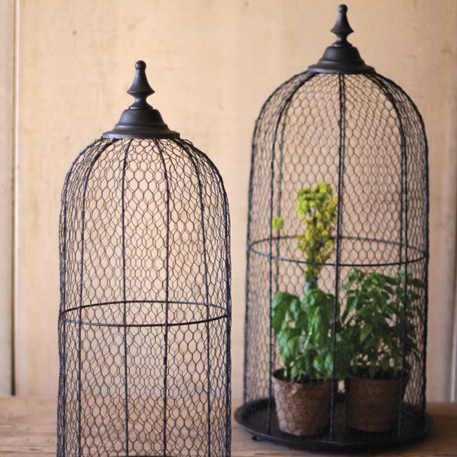 Wire Bird Cage Dome (Set of 2) Eclectic Indoor Pots And Planters