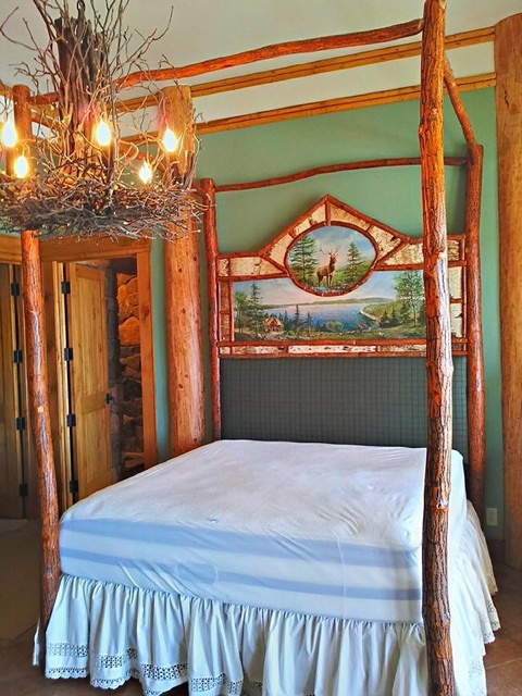 ... Canopy Log Bed with Custom Painting - Rustic - Canopy Beds - other