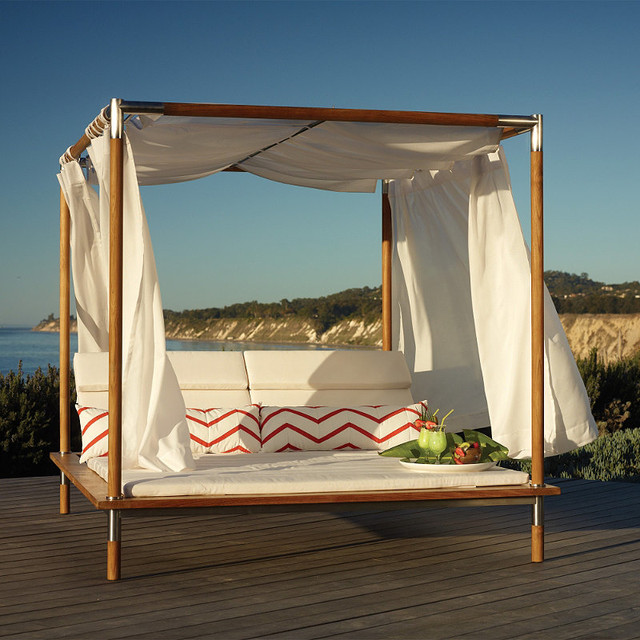 Antigua Canopied Outdoor Daybed with Cushions, Patio Furniture ...