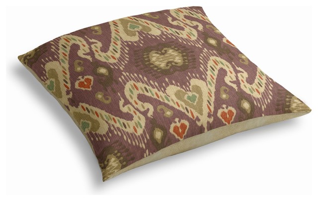 Purple, Taupe & Orange Ikat Custom Floor Pillow - Mediterranean - Floor Pillows And Poufs - by ...