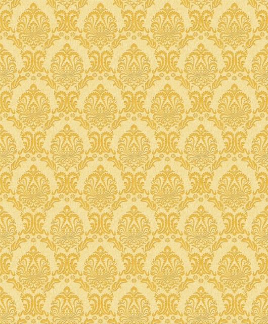 Kiera Pretty Damask Wallpaper, Golden Yellow Traditional