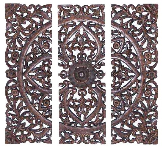 Classic Medallion Wood Wall Grille Set of 3 Contemporary Artwork by METAL WALL ART LLC